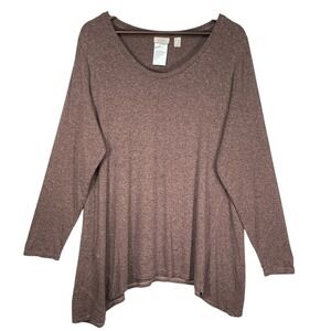 LOGO by Lori Goldstein Tunic Top Size 1X Heathered Mauve Purple Asymmetrical Hem